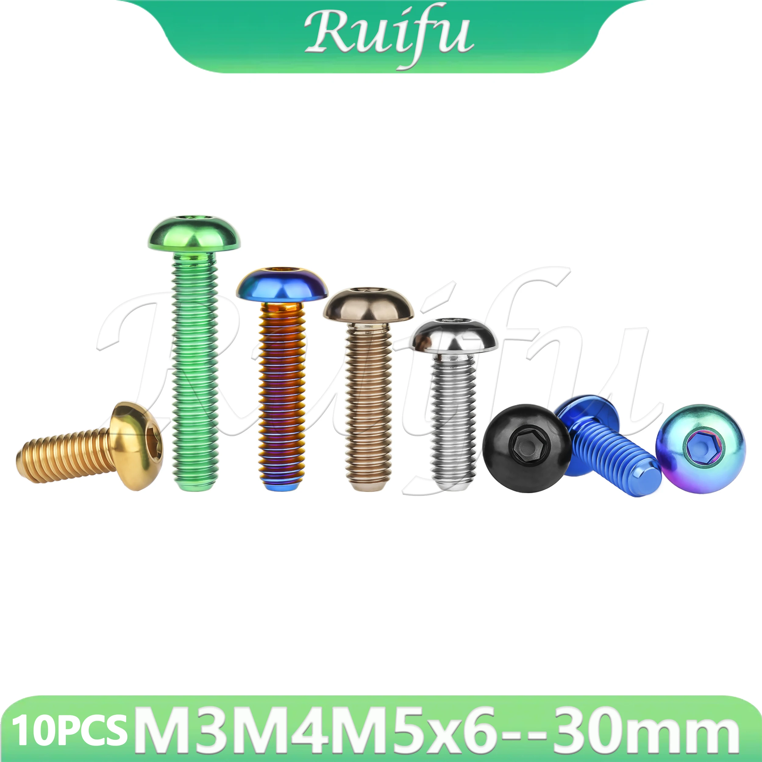 Ruifu M4 15 mm Titanium Grade 5 Ti Allen Taper cap Bulloni Viti per Moto Bicicletta (Confezione da 5), Oro, M4 x 15mm