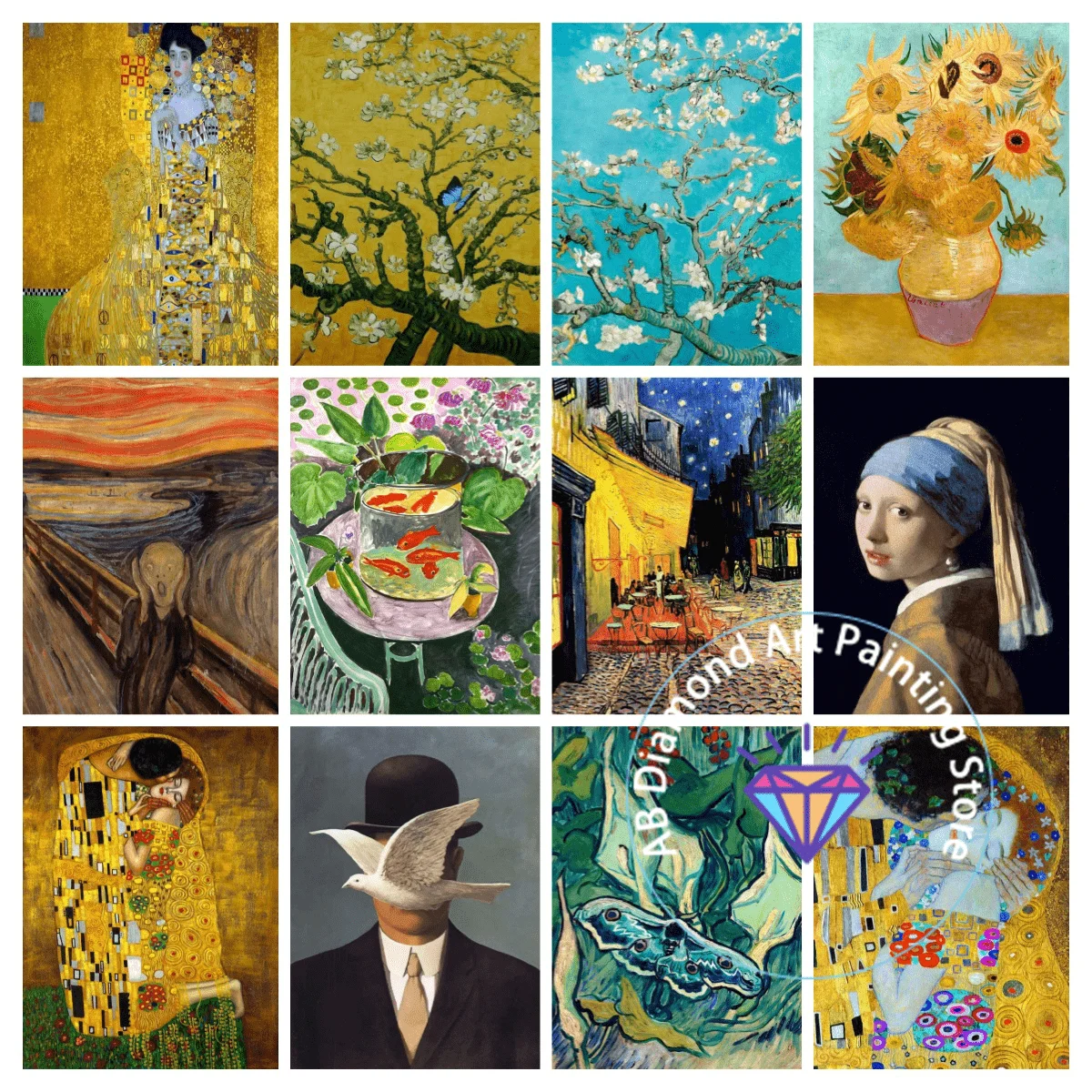 Van Gogh and Gustav Klimt Painting Diamond Painting Kit 5D DIY Diamond Embroidery Cross Handmade Art Gift Crafts Home Decoration 1