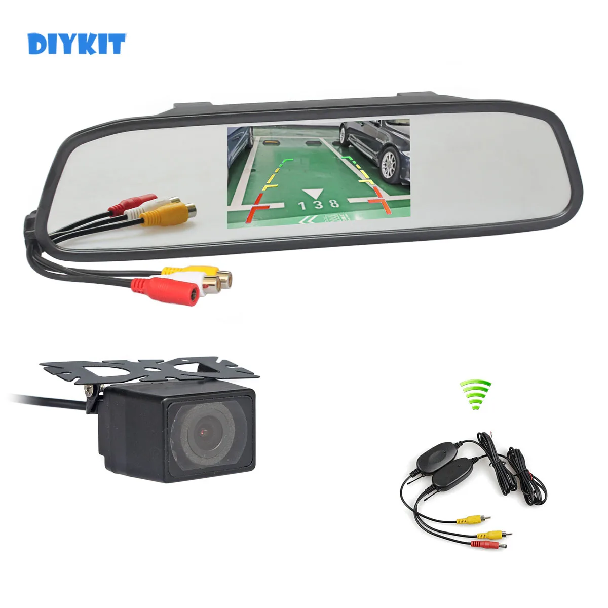

DIYKIT Wireless 4.3inch Car Monitor Mirror Monitor Waterproof IR Night Vision Rear View Car Camera Parking Accessories Cam