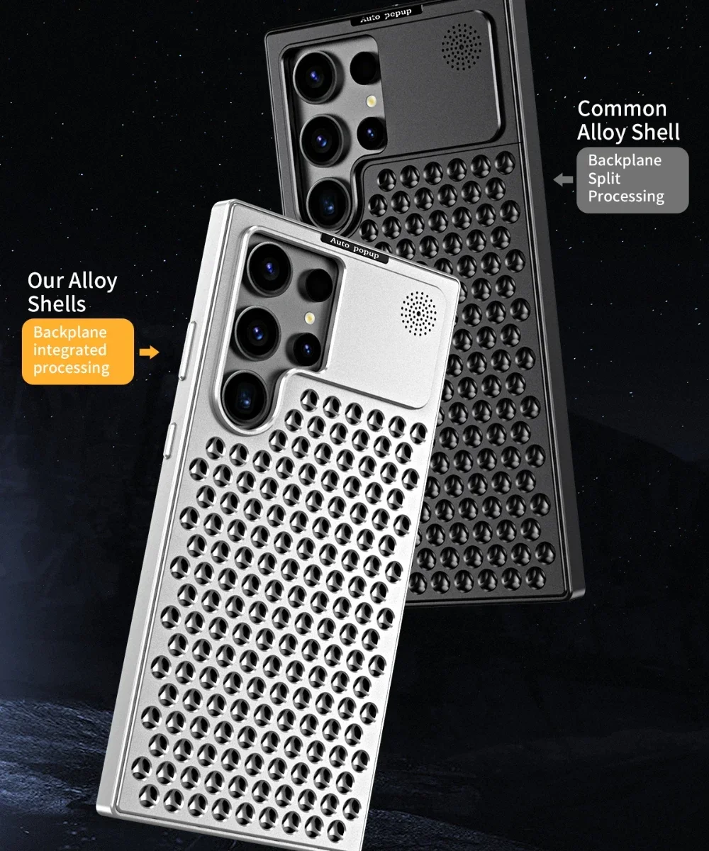 Aromatherapy aluminum metal case for Samsung S23 S22 super hollow heat dissipation anti-scratch anti-shock cover bottom cover