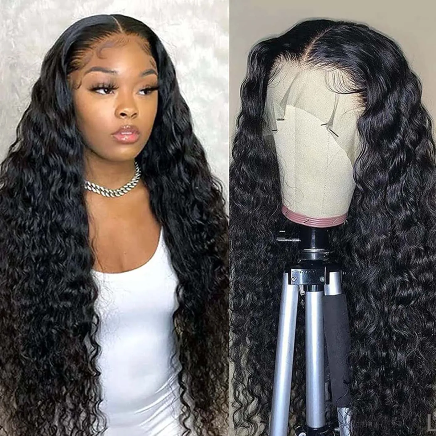 

13x4 Deep Wave Lace Front Wigs Human Hair For Women Brazilian 30 IN Lace Frontal Wig Pre Plucked 180% Density Glueless Remy Hair