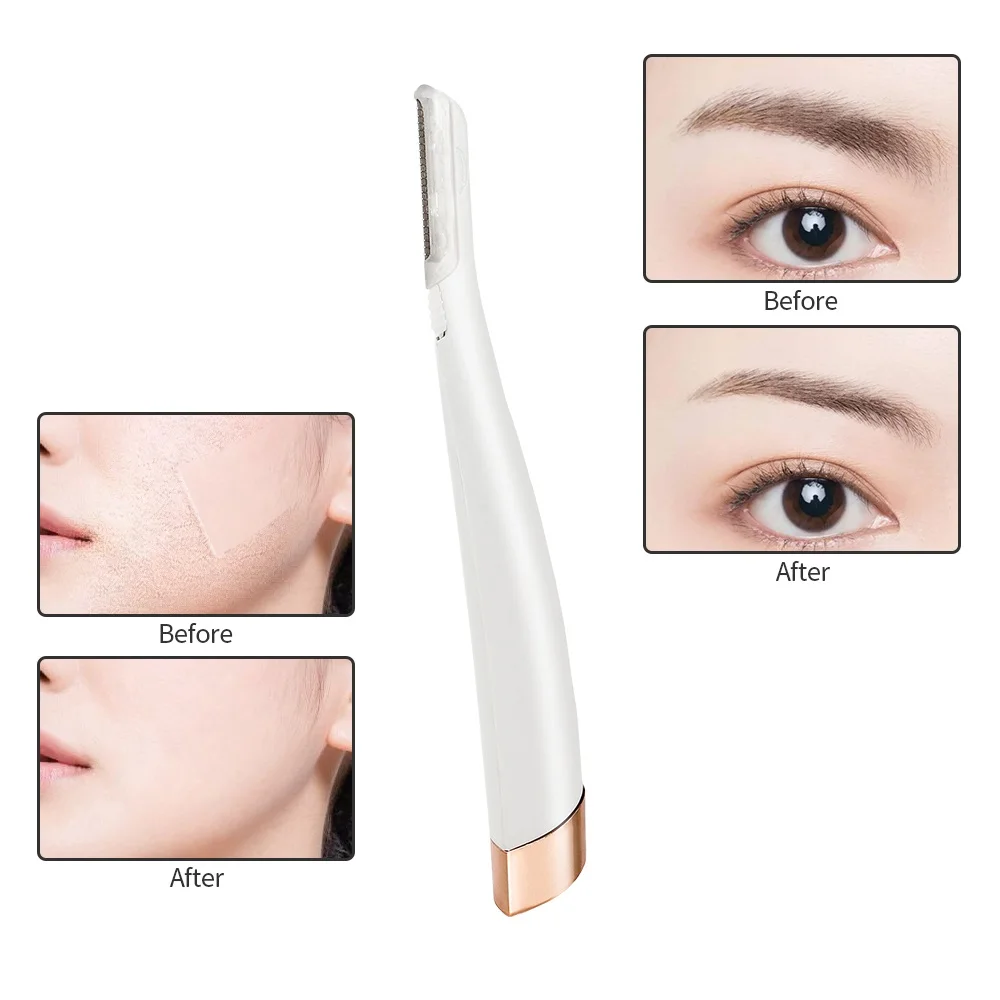 Eyebrow Trimmer Set LED Light Facial Epilator With 6PCS Replacement Blade Eyebrow Trimmer Face Hair Removal Razor Shaving Knife Eyebrow Shaver