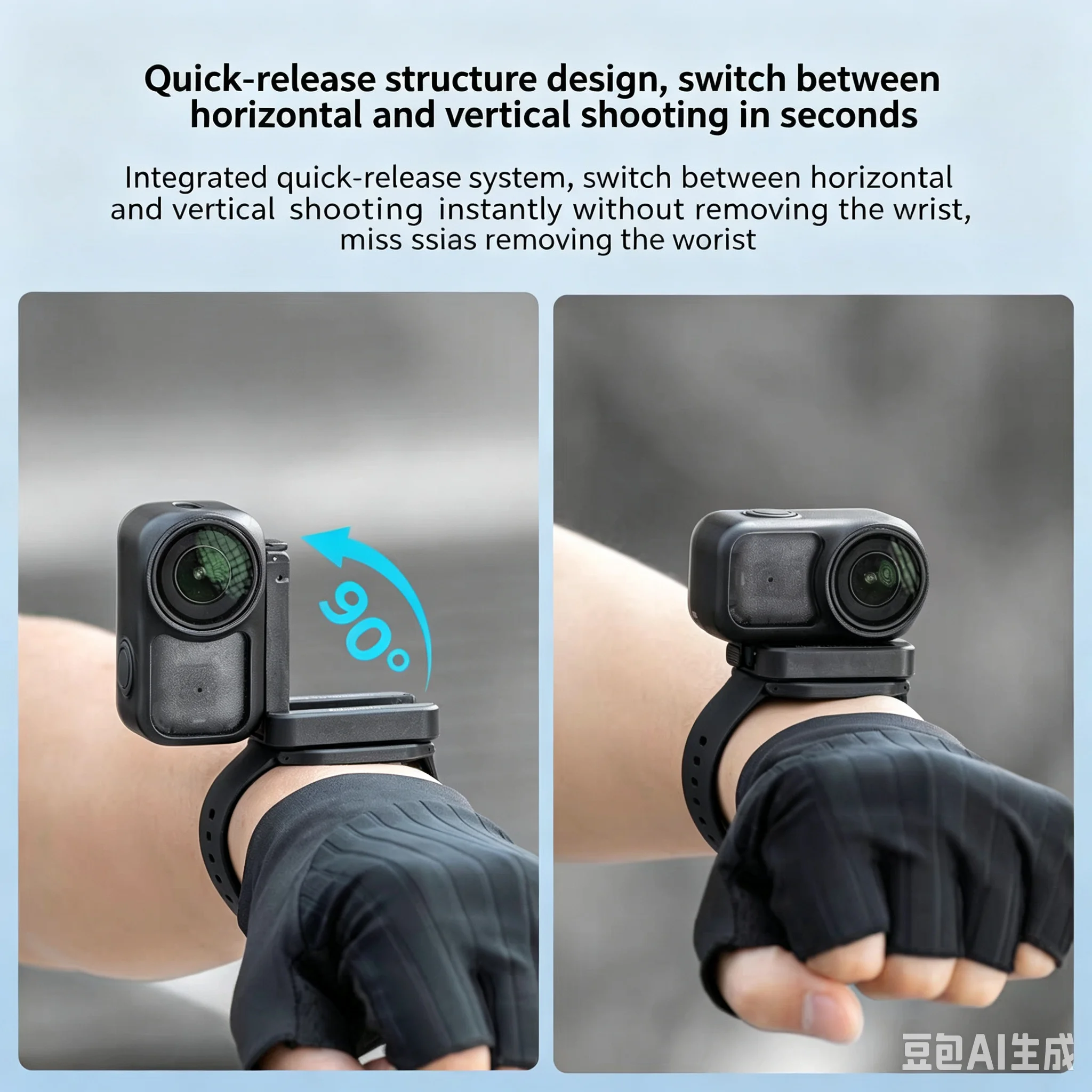 DJI 오즈모 액션 6 / 나노, 360용 스몰리그 액션 카메라 손목 스트랩 마운트 ° 회전식 손목 마운트 수평 및 수직 촬영