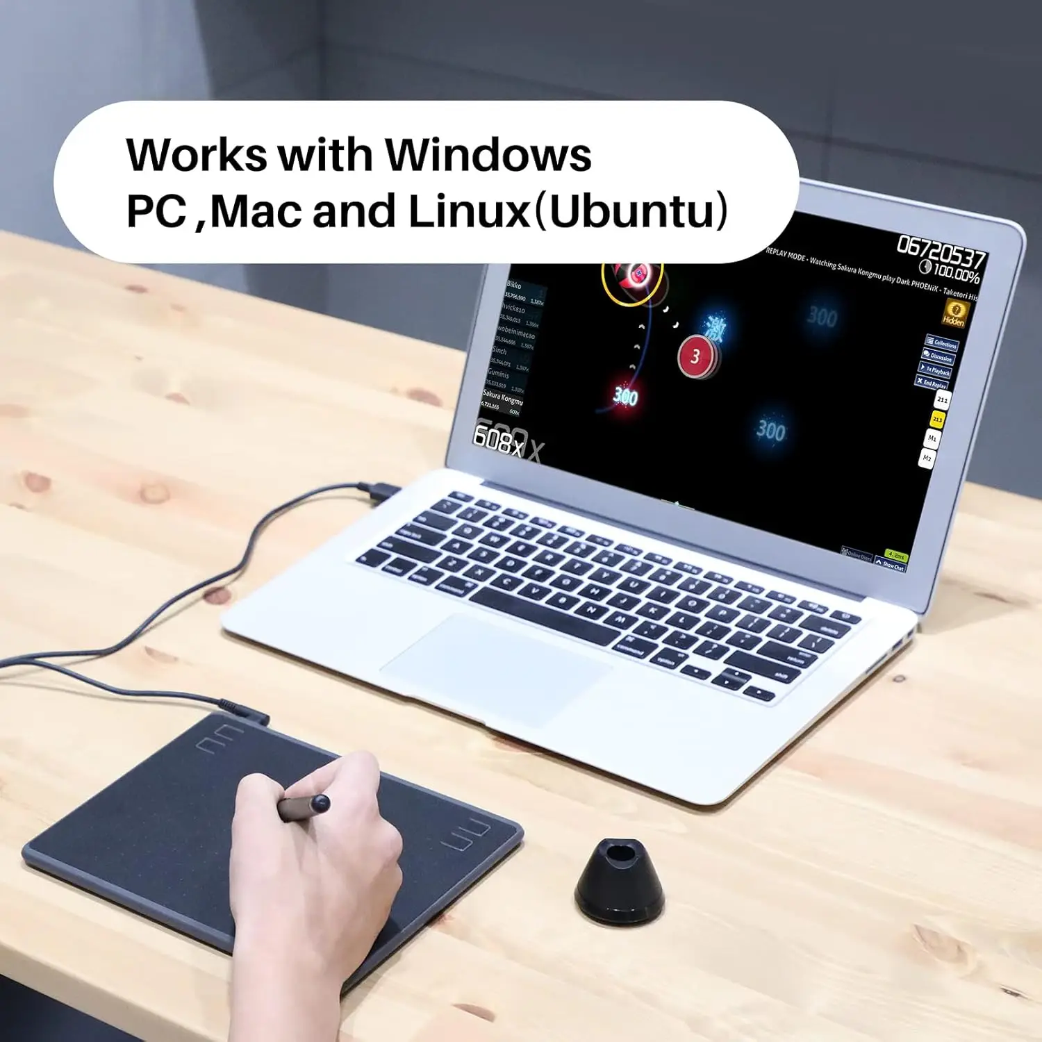 HUION HS64 6x4 인치 그래픽 그리기 태블릿 안드로이드 Windows 및 macOS용 배터리가 필요 없는 스타일러스가 포함된 전화 태블릿 페인팅 도구