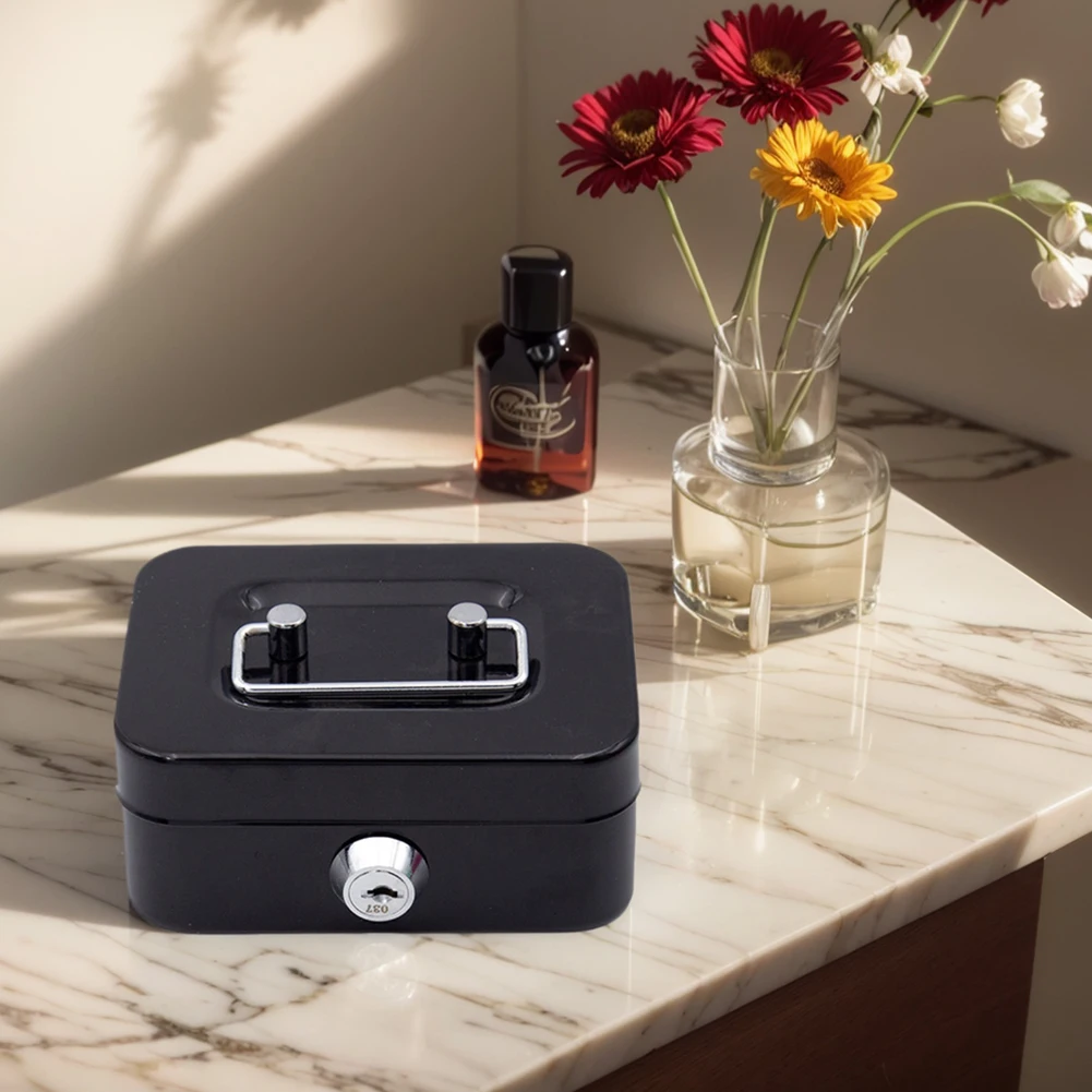 Metal Money Box with Key Lock Money Saving Box 4.53x3.78x2.28inch Money Organizer Small Storage Box for Adults and Kids