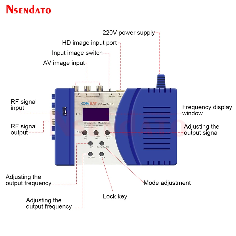 Digital HD AV to RF Modulator AV to RF TV Receiver Tuner Decoder Converter VHF UHF S1 S2 S3 CATV AV04HB RF Household Modulator