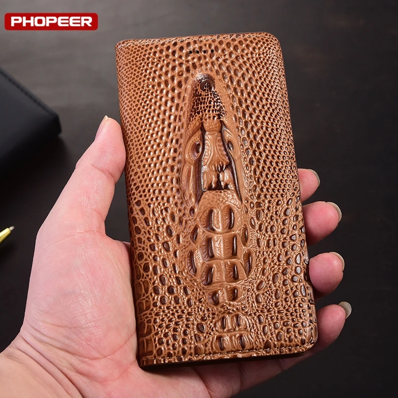 Premium Genuine Leather Flip Wallet Phone Cover with Magnetic Closure and Card Slot