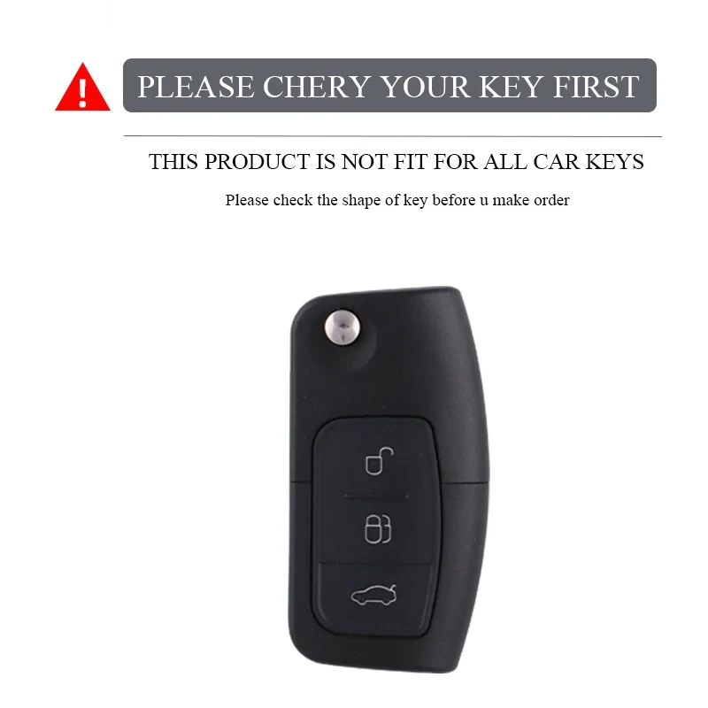 Premium ABS Carbon Fiber Car Key Case Cover with Keychain