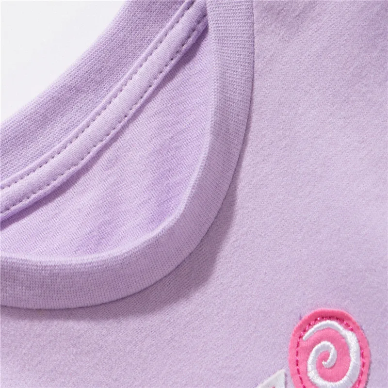 Jumping Meters New Arrival Ice Cream Embroidery Hot Selling Cotton Summer Girls Tshirts Baby Clothes Children's Tees Tops 2