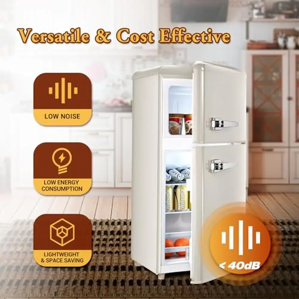 Double Door Retro Mini Fridge Freezer Combo Compact Kitchen Office Bar Glass Shelves Ice Trays Quiet Operation Energy Efficient 6 Double Door Retro Mini Fridge Freezer Combo Compact Kitchen Office Bar Glass Shelves Ice Trays Quiet Operation Energy Efficient 6