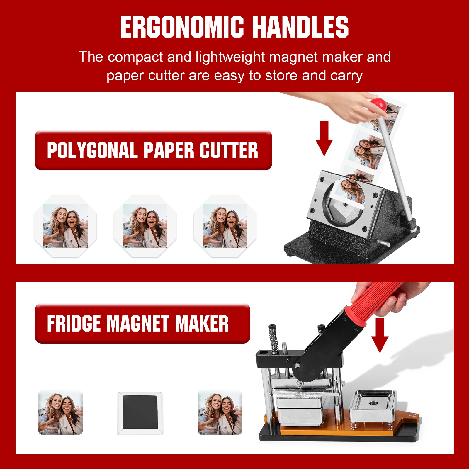 50mm Square Fridge DIY Photo Magnet Making Machine W/100 Set Making Supplies Magnet Button Maker Press Machine for Gifts&Decor