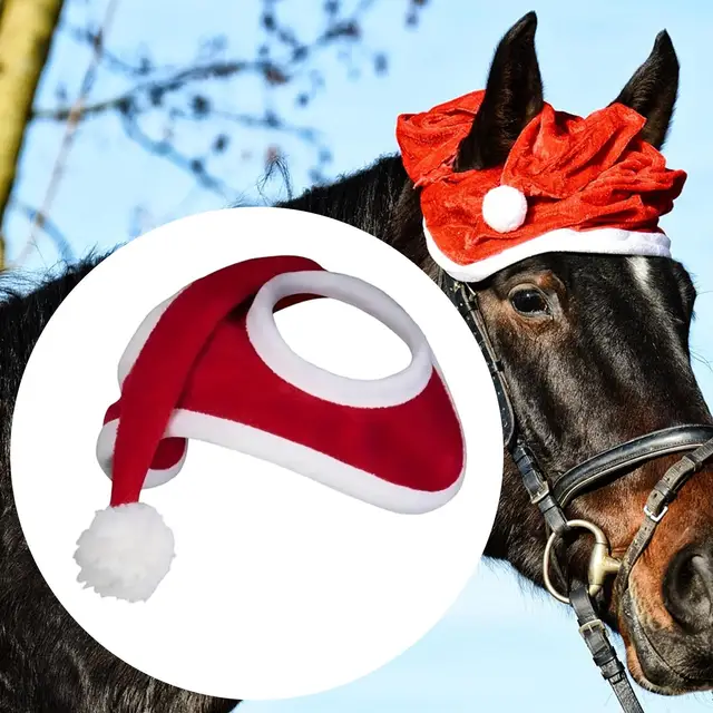 Christmas Hat for Horse Cute Party Supplies Red Xmas Horse Christmas Costume 2