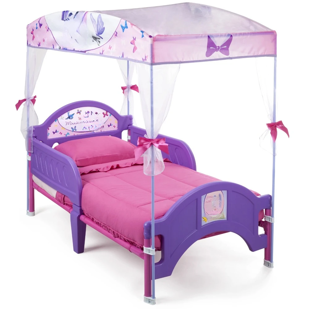 Plastic Toddler Canopy Bed, Purple，kid Bed Frame ，Best Gift for Kids princess plastic toddler bed by delta children，best gift for kids