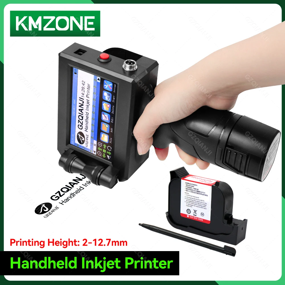 

12.7mm Image Picture QR code Serial Number Portable Online Printer Handheld Thermal Inkjet TIJ Maker Machine with ink Cartridge