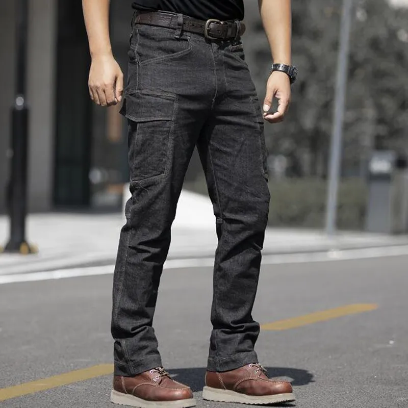 

Tactical Jeans Men Combat Denim Pants Male Multi-pocket Wear-Resistant Army Cowboy Cargo Joggers Long Trousers