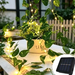 Solar - Powered Green Fairy Lights with Artificial Ivy Leaves - 8 Modes for Garden, Wedding, and Christmas Decor (LLY)