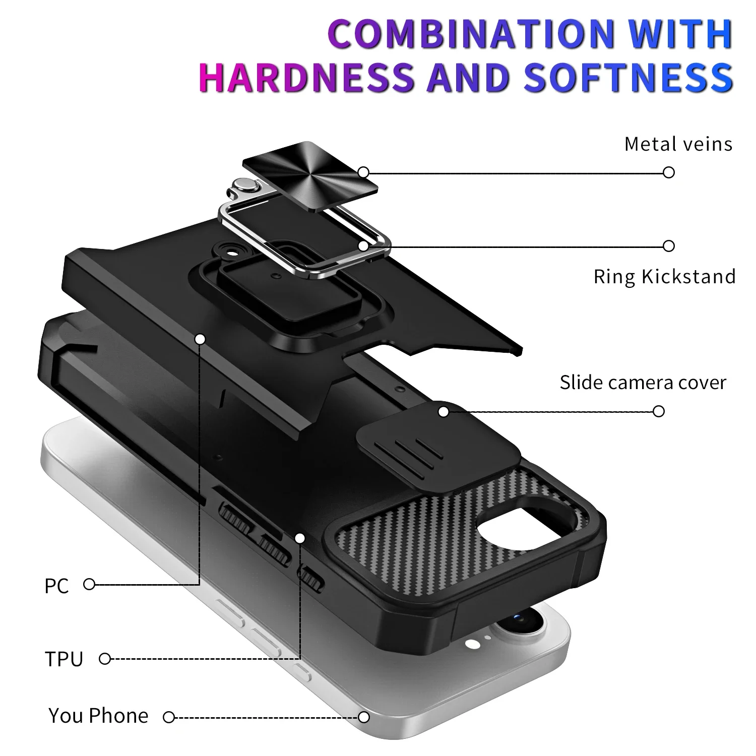 Sleek Black Magnetic Sliding Case with Heavy Duty Protection