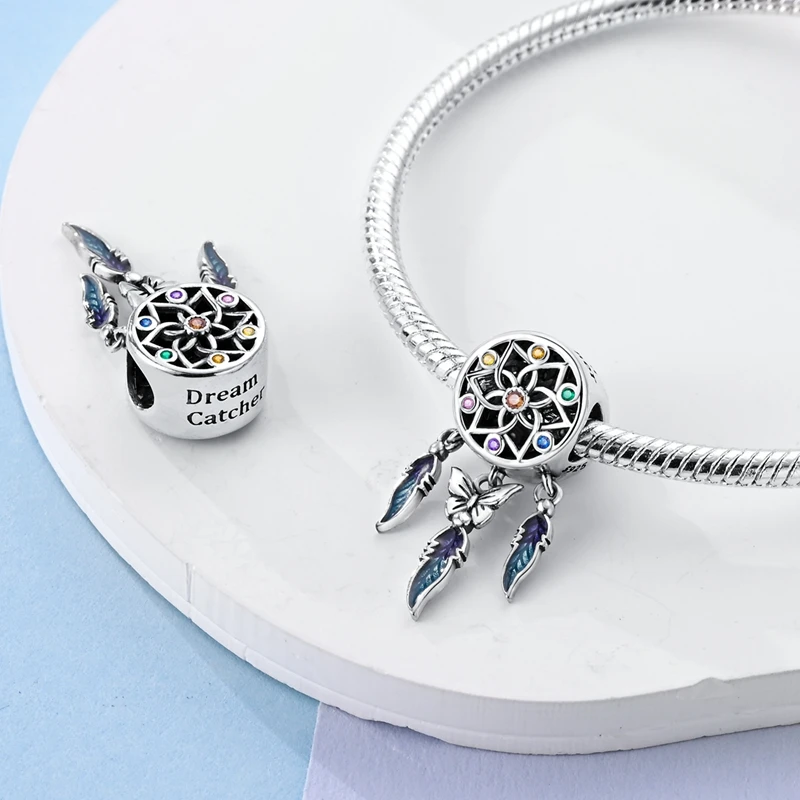 PAMELA 925 Sterling Silver Colorful Butterfly Beads Dream Catcher Charms Cat Dog Paw Dragon Original For Bracelets Heart Jewelry beads charms,charm jewelry,sterling silver jewelry,charm bead,sterling silver beads,beads jewelry,silver charm bead,sterling silver beads charm,animal charm jewelry,loose gemstone jewelry