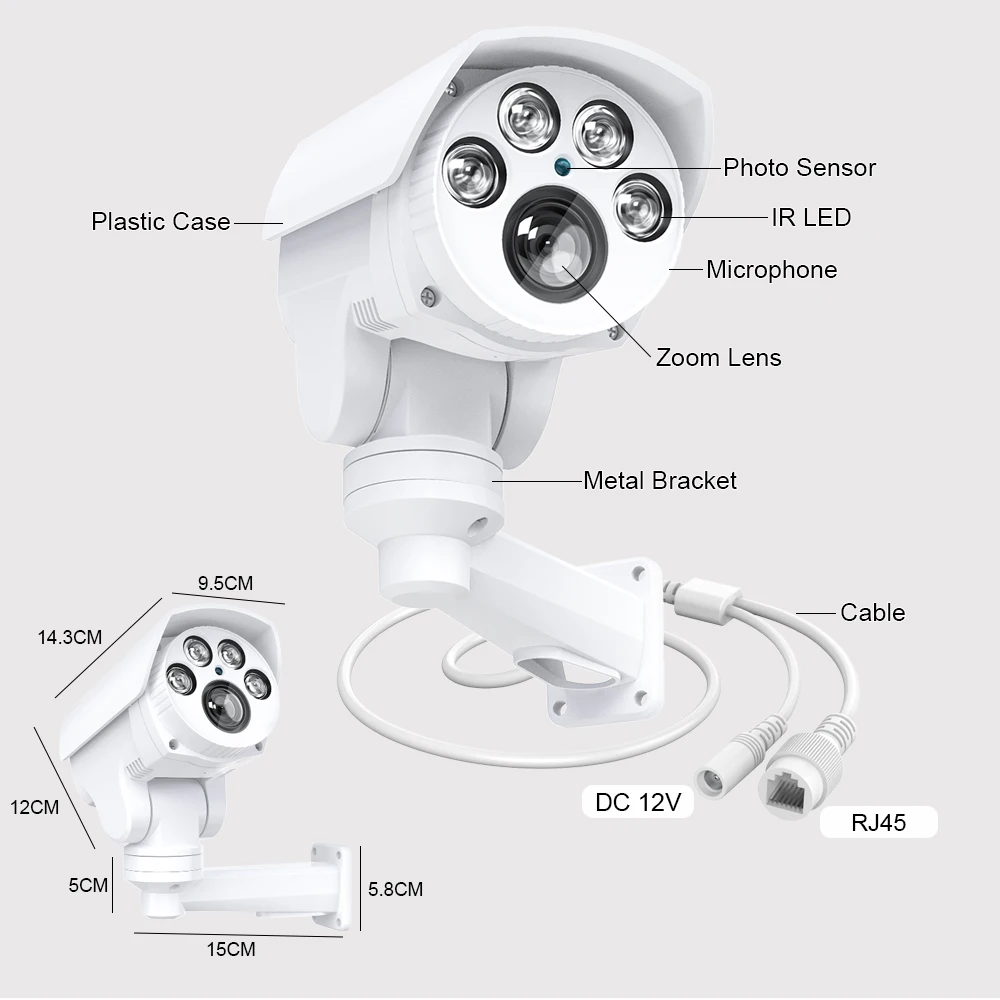 AI ΰ    ִ ߿ IP  ī޶,  ƿƮ , 6MP 8MP PoE PTZ ī޶, 5X 10X  , 5  50mm 