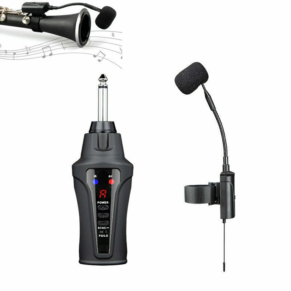 

Wireless Clarinet Microphone System Built-in Rechargeable Lithium Battery Audio Wireless Transmitter Receiver