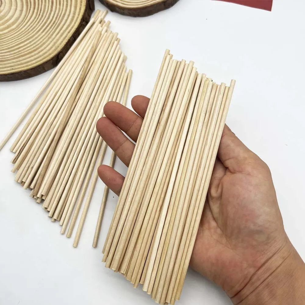 100 Pezzi Bastoni Rotondo Di Legno Naturale Mestiere, Rotondo Bastoni
