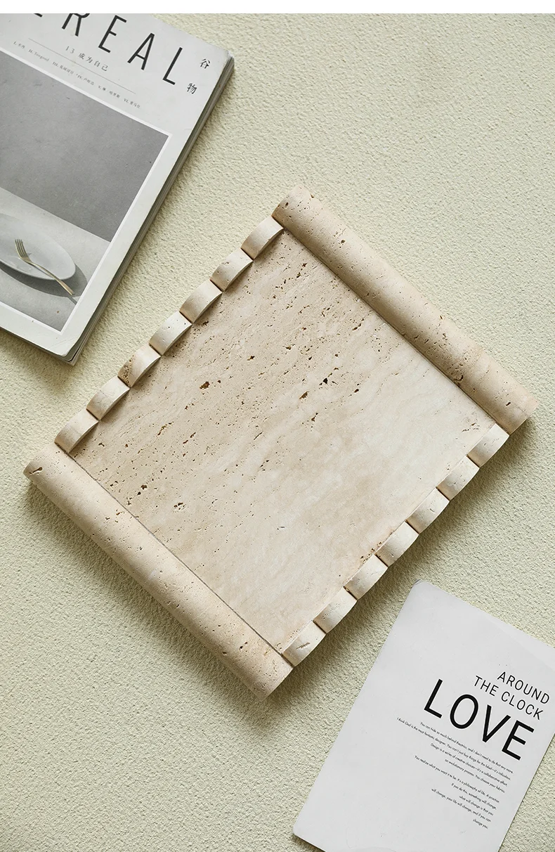 Vassoio In Travertino Per Gioielli - 15 Cm - Marmo Beige Naturale - Portaoggetti Elegante - Foto 8