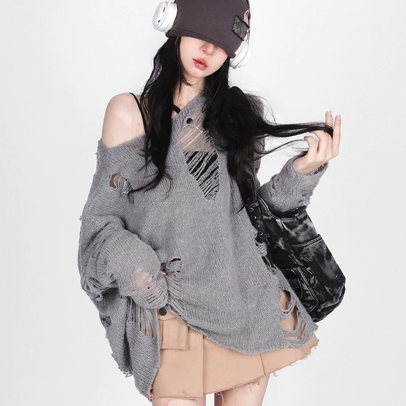 Women Spring Autumn New Sweater Korean Sexy Casual Loose Off Shoulder ...