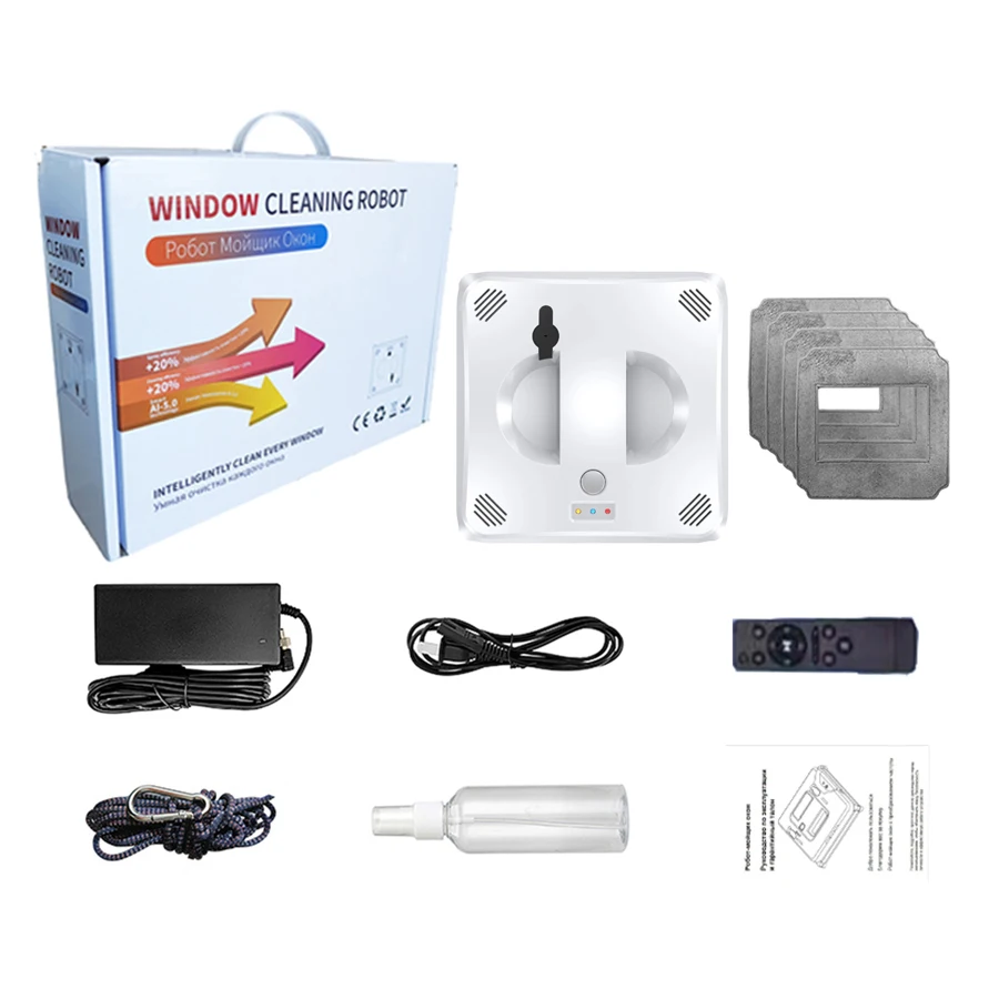 Alisuber Robotic Window Cleaner APP Smart Control,High Suction Anti-falling Window Washer Fixed-point Cleaning Dual Spray Water 6