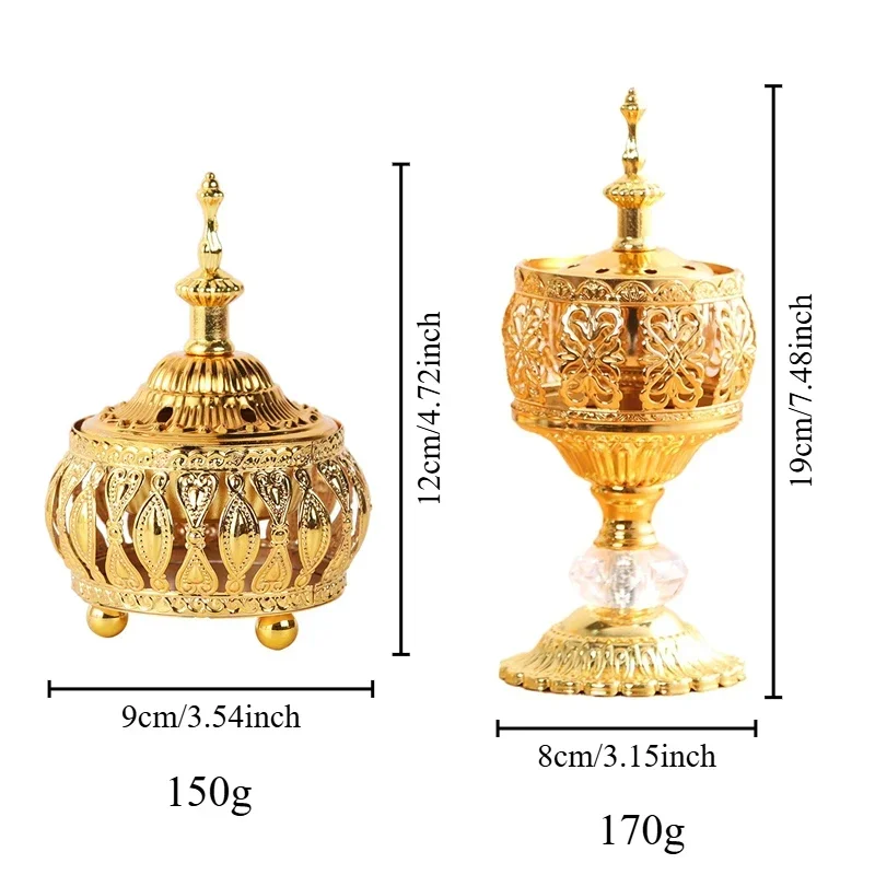 Creative Hollow tower incense burner Arabic style Incense Burner For Home Hotel Decoration Golden Metal bakhoor Incense Holder