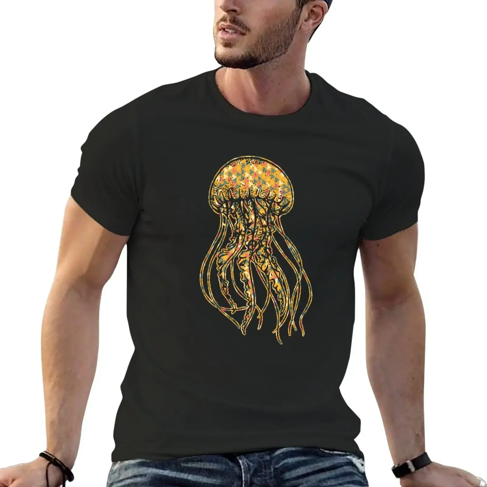 

Jellyfish - Jellyfish Geometric T-Shirt Short sleeve tee Aesthetic clothing mens vintage t shirts