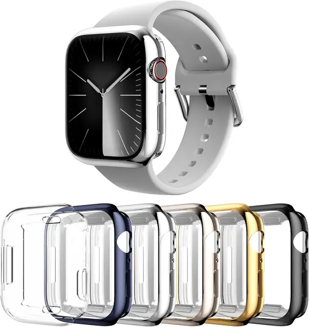 Coque pour Apple Watch, 42mm, 46mm, 41mm, 45mm, 40mm, 44mm, Juste de Protection d'Écran, Souple, TPU, Pare-chocs pour iWatch Série 10, 9, 8, 7, 6, 5, 4, SE 1