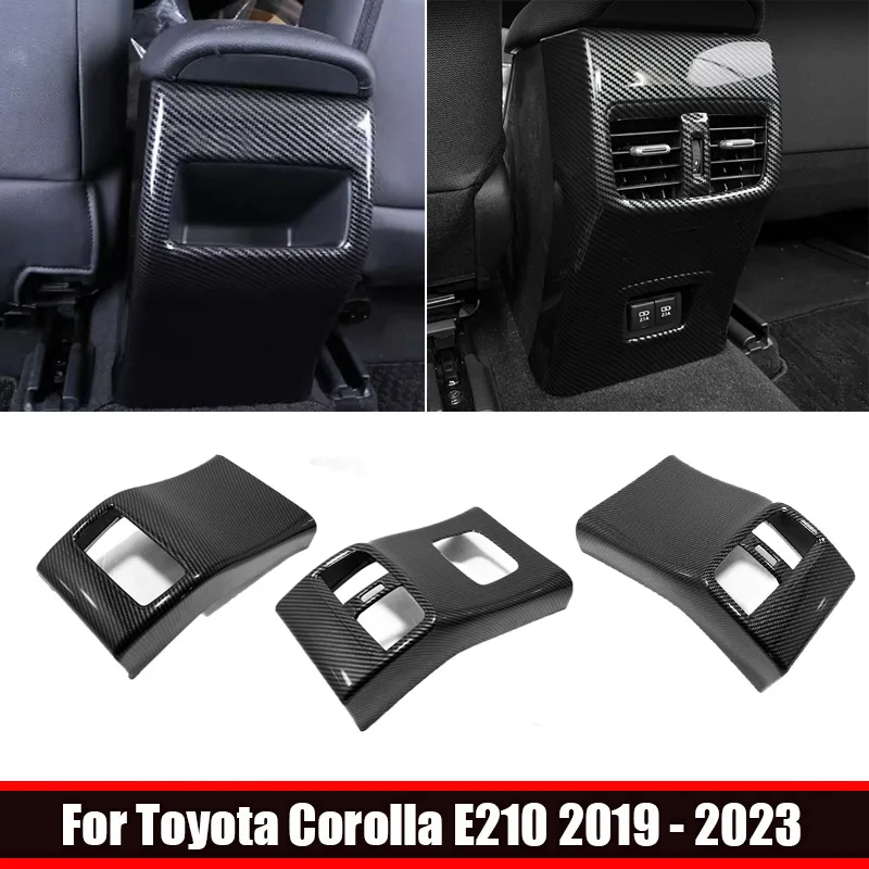 토요타 코롤라 E210 하이브리드 2019-2023 ABS 카본 자동차 팔걸이 박스 후면 에어벤트 아웃렛 앤킥 3D 장식 액세서리