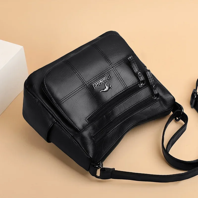 Solid Color PU Leather Single Shoulder Bag, Multi Compartment Pocket Daily Women's Cross Body Bags, Large Capacity Women's Bag.