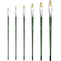 Yutiars 6pcs Professional Hog Bristle Filbert Oil Paint Brushes Set, Long Wooden Handle Natural Hog Bristle Acrylic Paint Brush 1