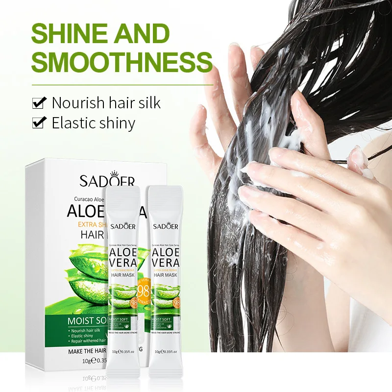 

10 Pieces Aloe Vera Super Bright Repair Hair Mask Repair and Nourish A Smooth and Lazy Hair Care