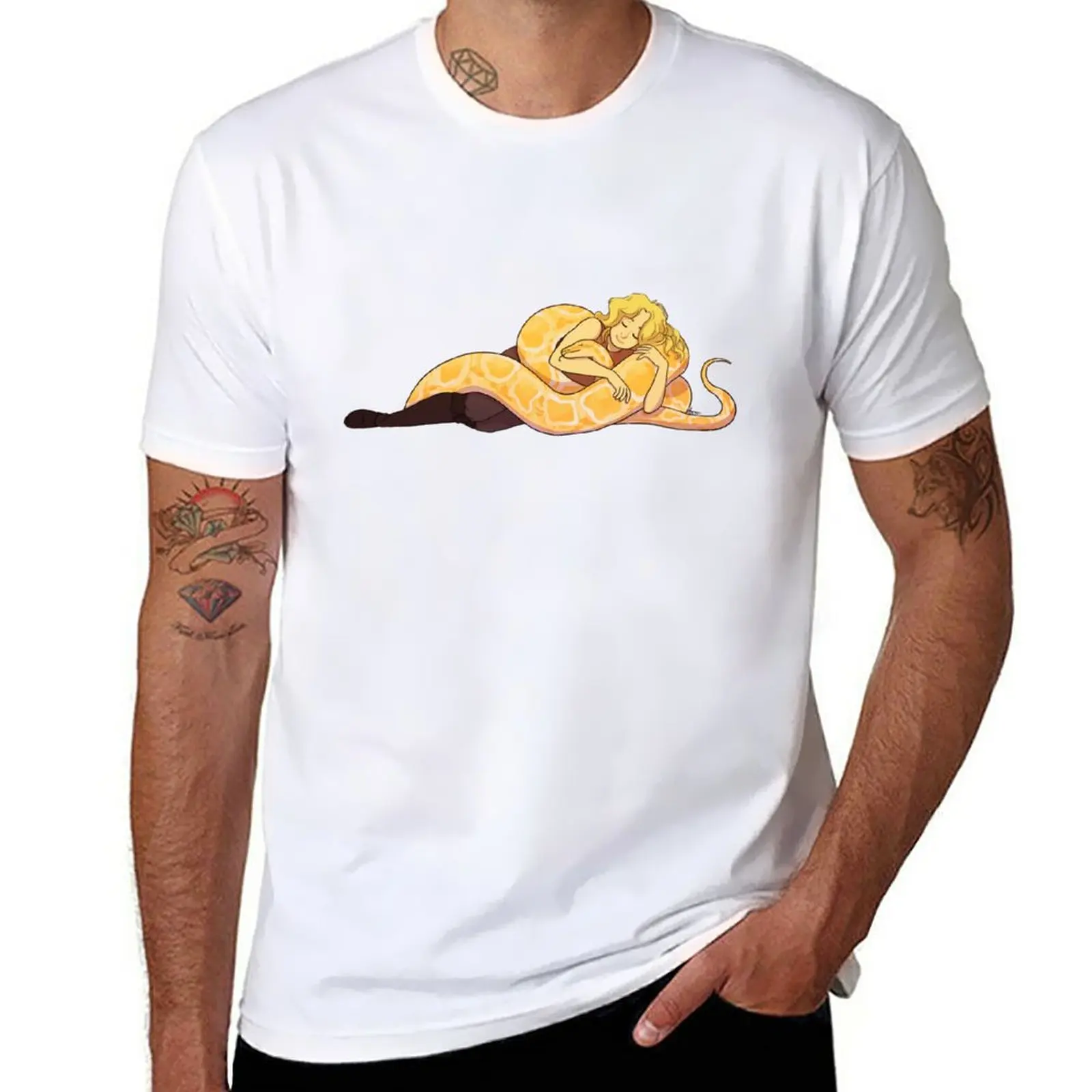 

New Snake Cuddles! T-Shirt hippie clothes Anime t-shirt summer tops mens big and tall t shirts
