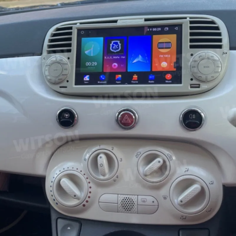 fiat アバルト500用Android マルチメディアプレイヤーオーディオ ウィットソン-Android 14カーラジオ,ステレオマルチメディア