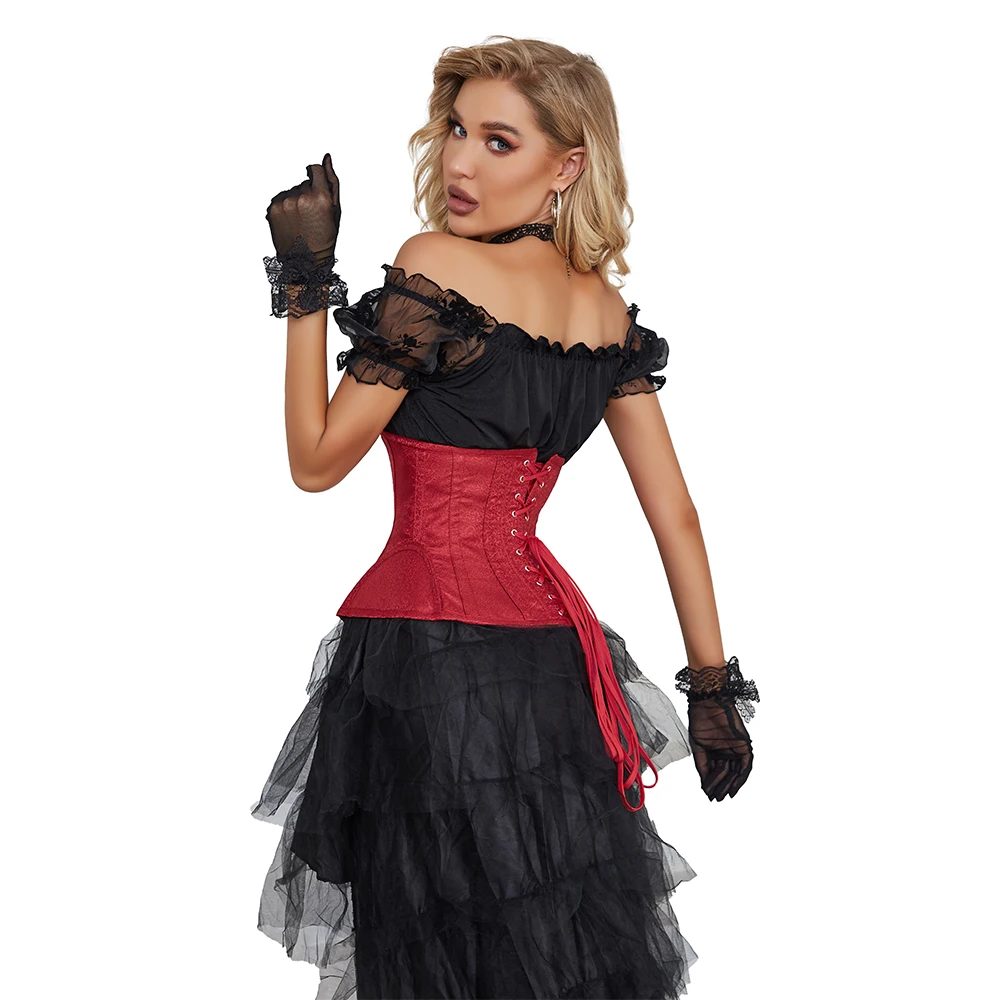 Short Torso Red Underbust Corset Steampunk Corselet Top Hourglass Curve Shaper Slimming Waist Trainer