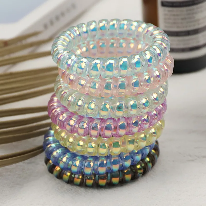 

Fashion Matt Solid Telephone Wire Elastic Hair Laser Colorful Hair Rope Tied Hair Rubber Band Head Rope Hair Accessories Female