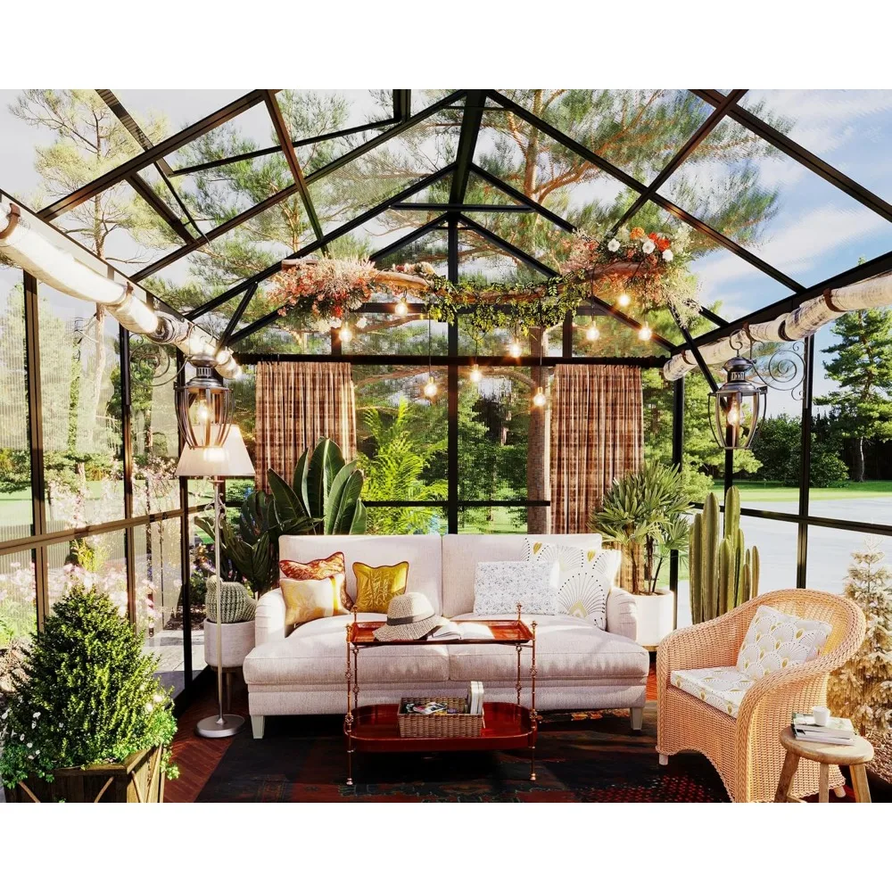 Aluminum Polycarbonate Greenhouse with Ventilation and Rain Gutter, Double Swing Doors with Hook, Greenhouses 3