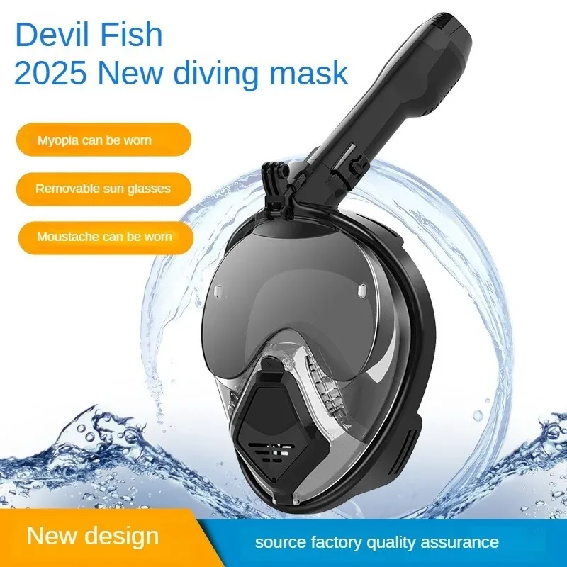 TRIMIX Full Face Adult Panoramic View Snorkeling Mask, Dry Top System Snorkeling Kit with Foldable Fashion Glasses 180 Degree