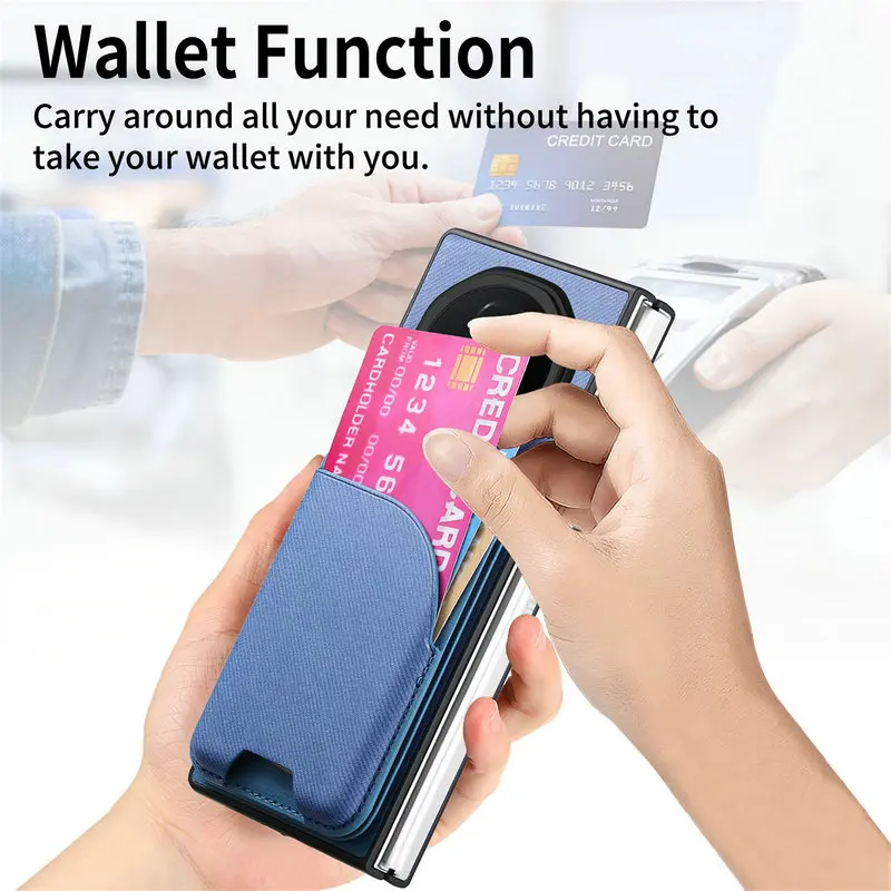 Luxury Detachable 2-in-1 Magnetic Card Holder Leather Folding Back Panel Case