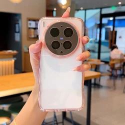 Wavy Transparent Shockproof Slim Phone Case - Full Camera Protection with Soft Frame and Hard Back for Vivo X300 Ultra (Pink)