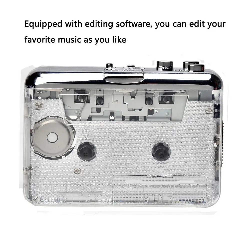 Cassette Player Portable Tape Recorder To Mp3 Full Transparent Shell Type-c Port Convert Walkman Tape To Cd Capture Recorder