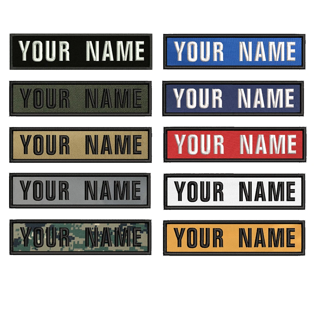 1PC 10cmX2.5cm Custom Personalized Name number Patch Stripes Badge tags chevrons Armband Iron On Or Hook Loop embroidered