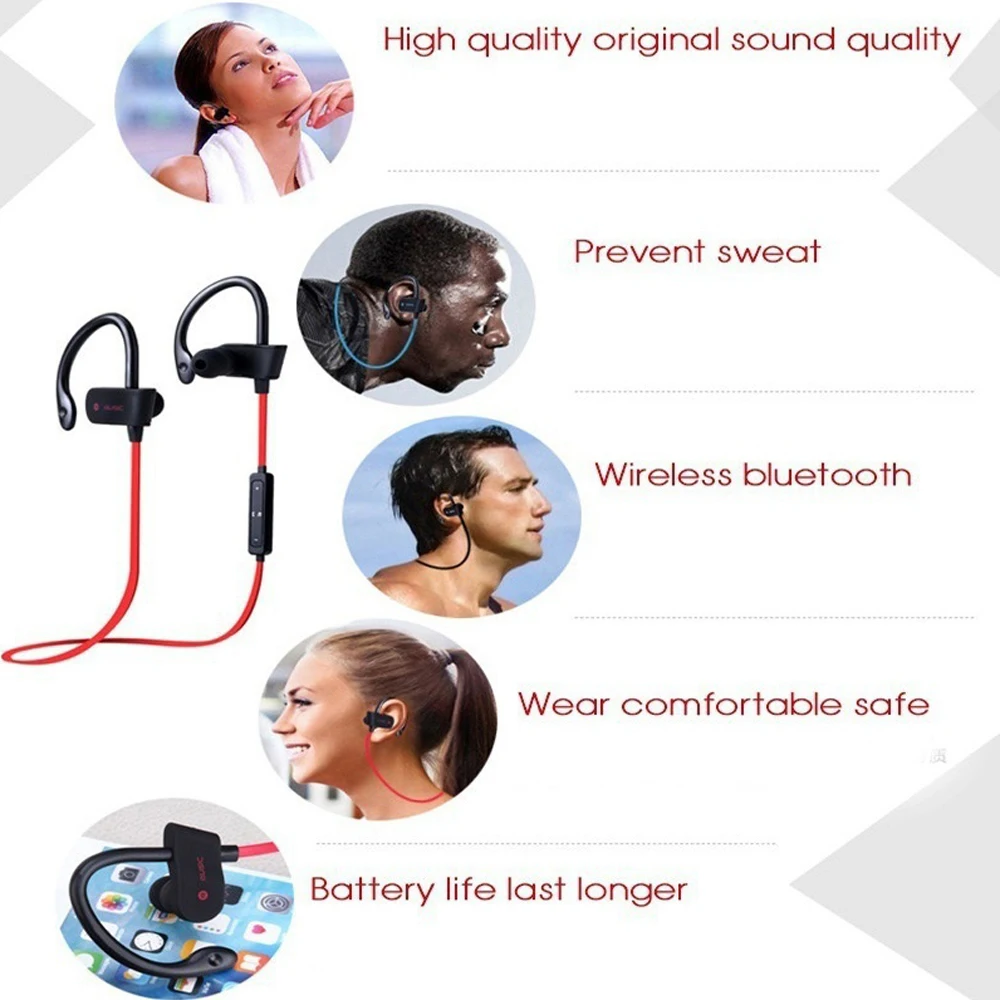 Hot Wireless Anti-lost Headset Wire-Controlled Call Music Earplugs In-ear Bluetooth Sports Earphones 4