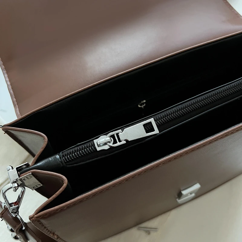 Vintage Fashion Business Bags For Women Double Strap Pure Color PU