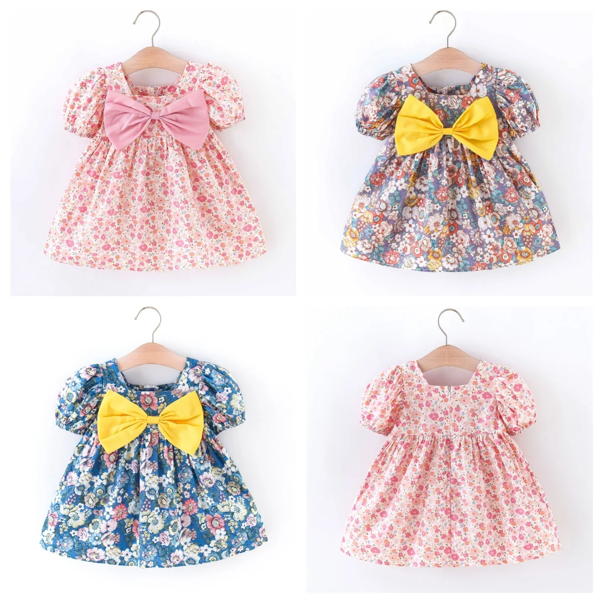 Baby Girl Dresses Summer Bow Floral Short Sleeve Girls Princess Dresses Cute Girls Beach girls dress baby girl dress
