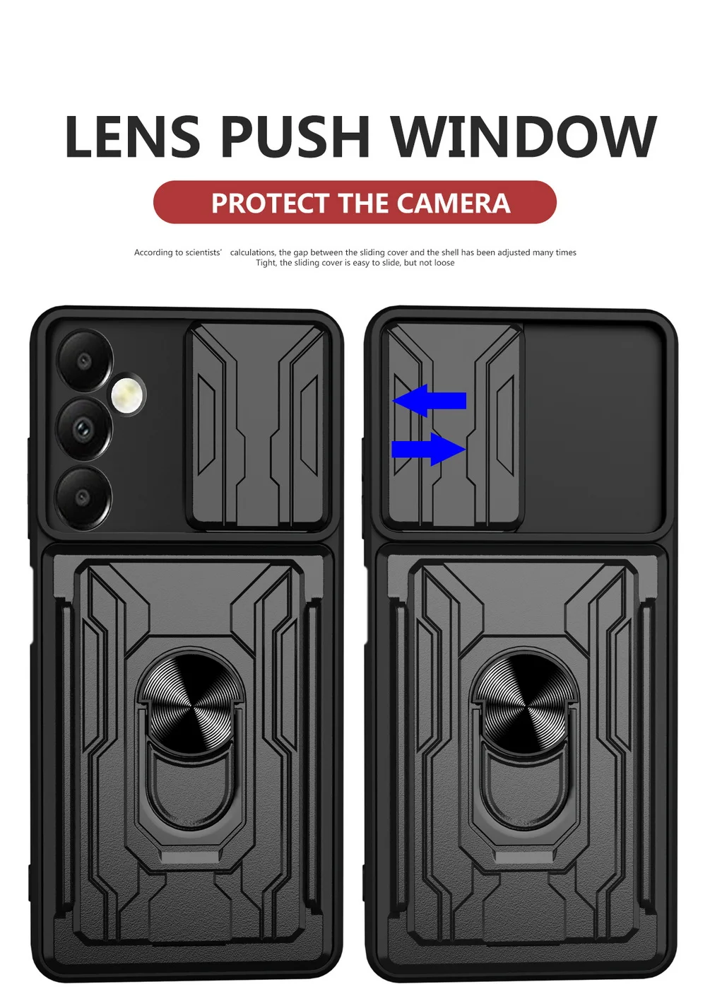 Card Slot Camera Protect Case with Armor Hybrid Ring Cover