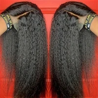 13x4 Kinky Straight HD Lace Front Human Hair Wigs Kinky Straight 360 Full Lace Frontal Wigs For Women Pre Plucked 250 Density 1